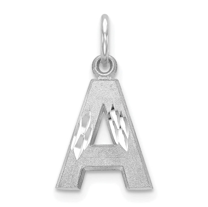 Lovely Rita's Pendants & Charms 14k White Gold Satin Diamond Cut Finish Letter A Initial Pendant