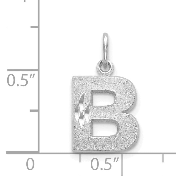 Lovely Rita's Pendants & Charms 14k White Gold Satin Diamond Cut Finish Letter B Initial Pendant