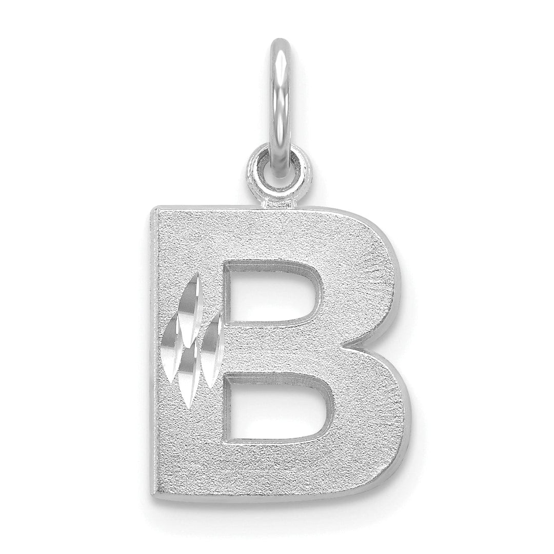 Lovely Rita's Pendants & Charms 14k White Gold Satin Diamond Cut Finish Letter B Initial Pendant