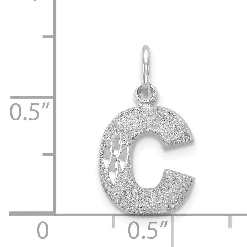 Lovely Rita's Pendants & Charms 14k White Gold Satin Diamond Cut Finish Letter C Initial Pendant