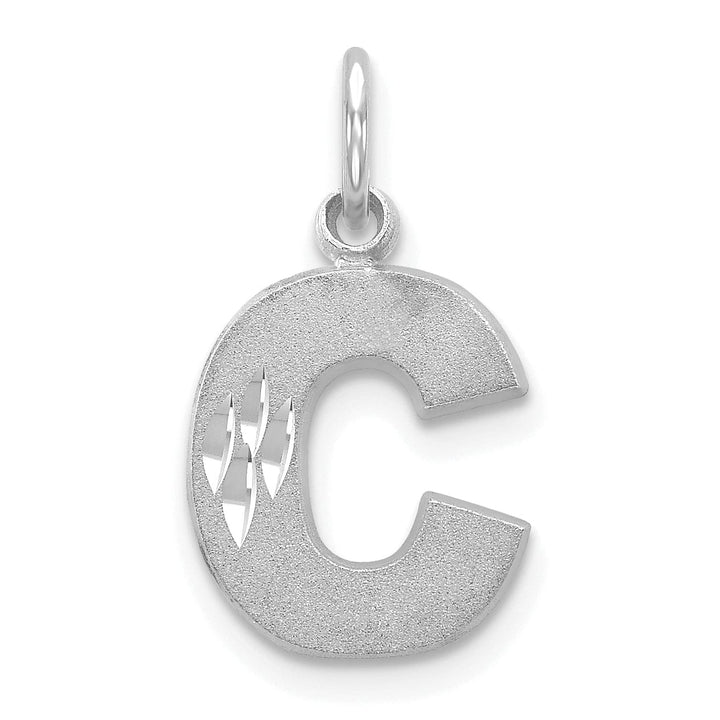 Lovely Rita's Pendants & Charms 14k White Gold Satin Diamond Cut Finish Letter C Initial Pendant