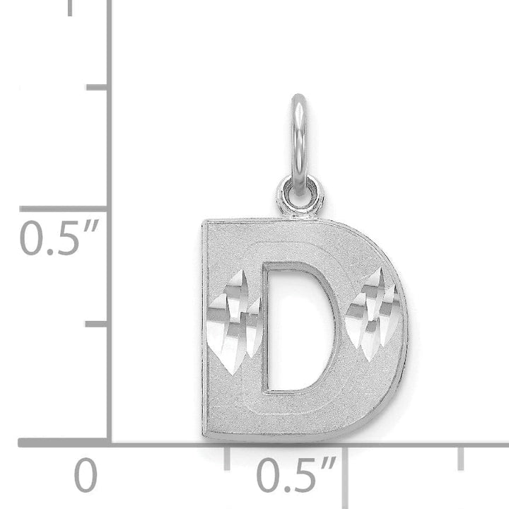Lovely Rita's Pendants & Charms 14k White Gold Satin Diamond Cut Finish Letter D Initial Pendant