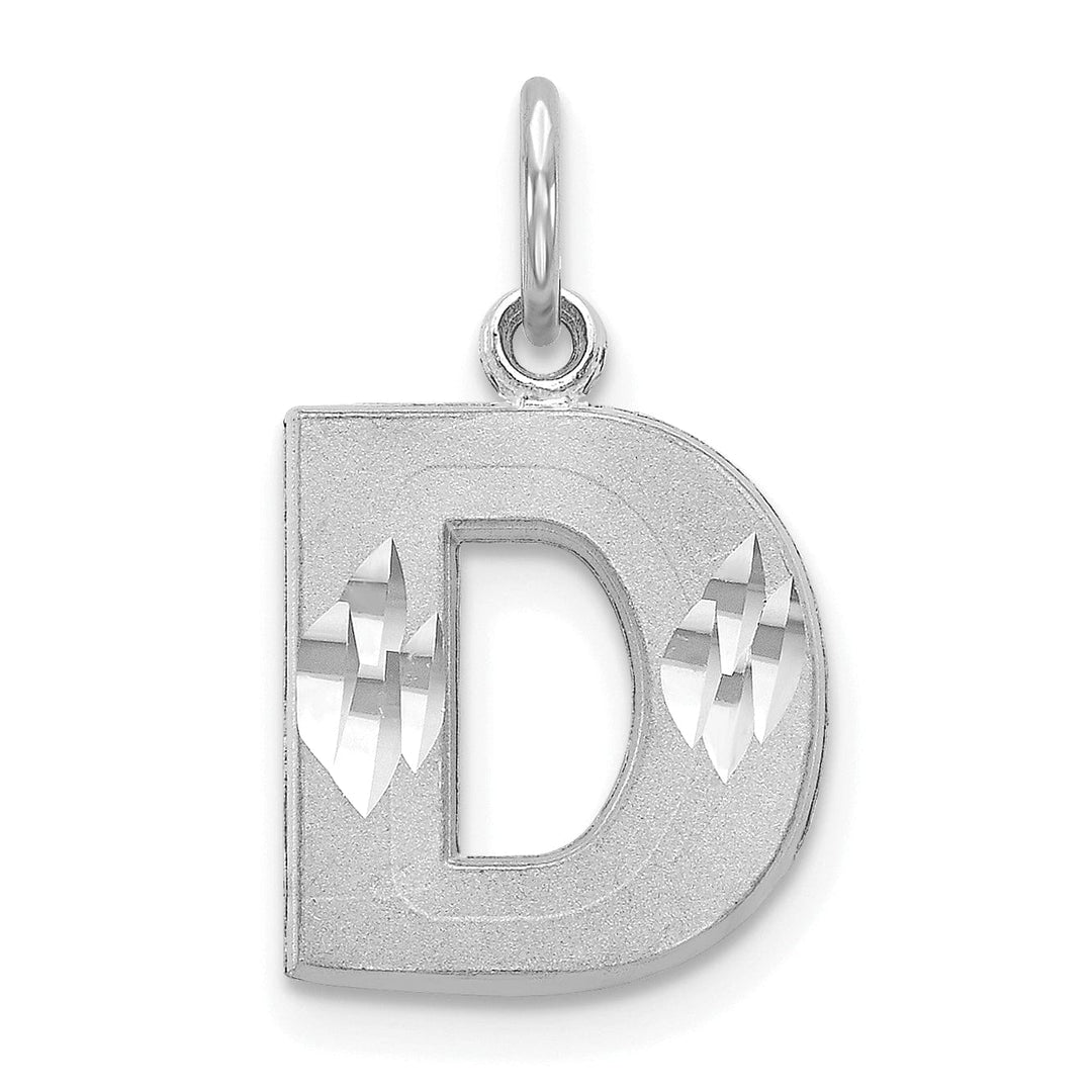 Lovely Rita's Pendants & Charms 14k White Gold Satin Diamond Cut Finish Letter D Initial Pendant