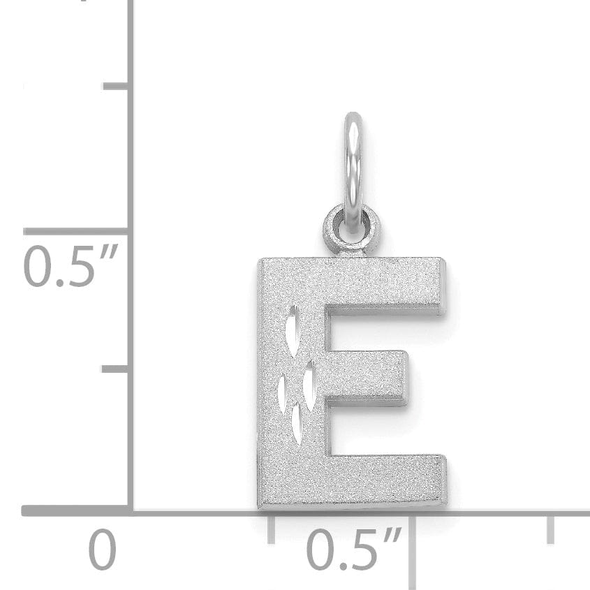 Lovely Rita's Pendants & Charms 14k White Gold Satin Diamond Cut Finish Letter E Initial Pendant