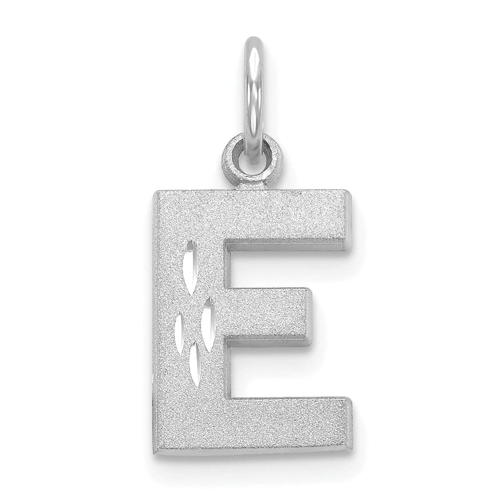 Lovely Rita's Pendants & Charms 14k White Gold Satin Diamond Cut Finish Letter E Initial Pendant