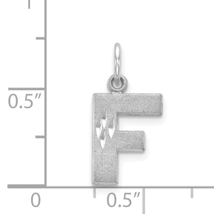Lovely Rita's Pendants & Charms 14k White Gold Satin Diamond Cut Finish Letter F Initial Pendant