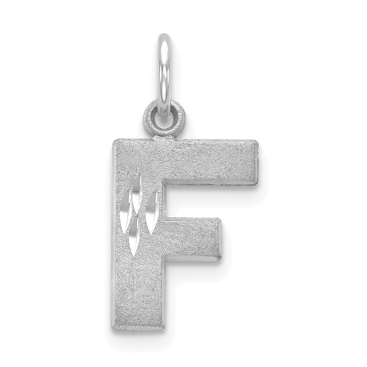 Lovely Rita's Pendants & Charms 14k White Gold Satin Diamond Cut Finish Letter F Initial Pendant