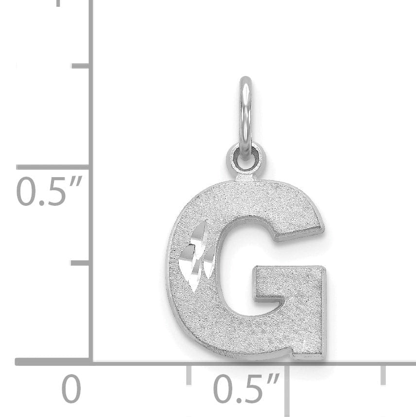 Lovely Rita's Pendants & Charms 14k White Gold Satin Diamond Cut Finish Letter G Initial Pendant