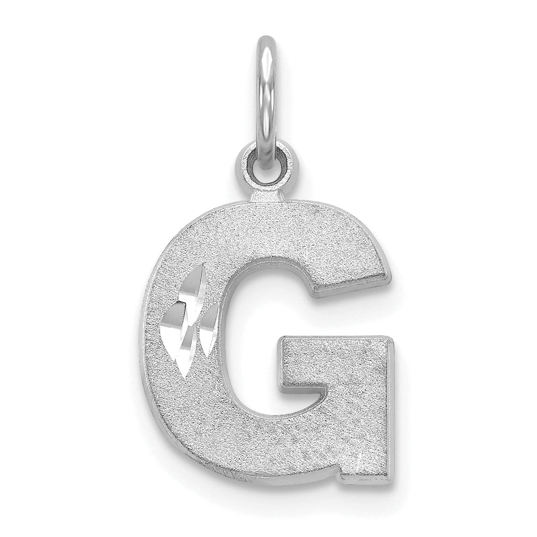 Lovely Rita's Pendants & Charms 14k White Gold Satin Diamond Cut Finish Letter G Initial Pendant