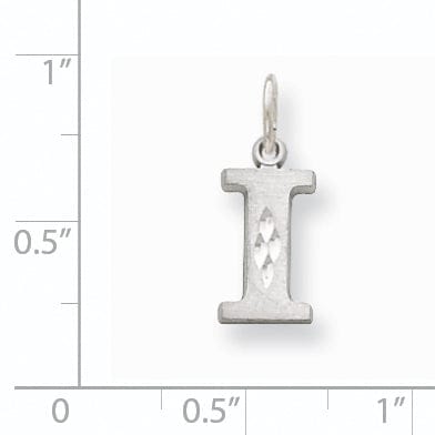 Lovely Rita's Pendants & Charms 14k White Gold Satin Diamond Cut Finish Letter I Initial Pendant