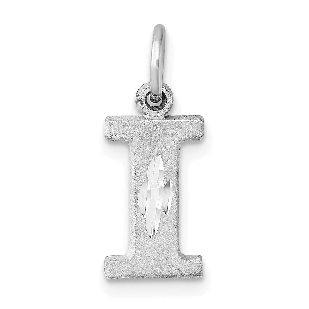 Lovely Rita's Pendants & Charms 14k White Gold Satin Diamond Cut Finish Letter I Initial Pendant