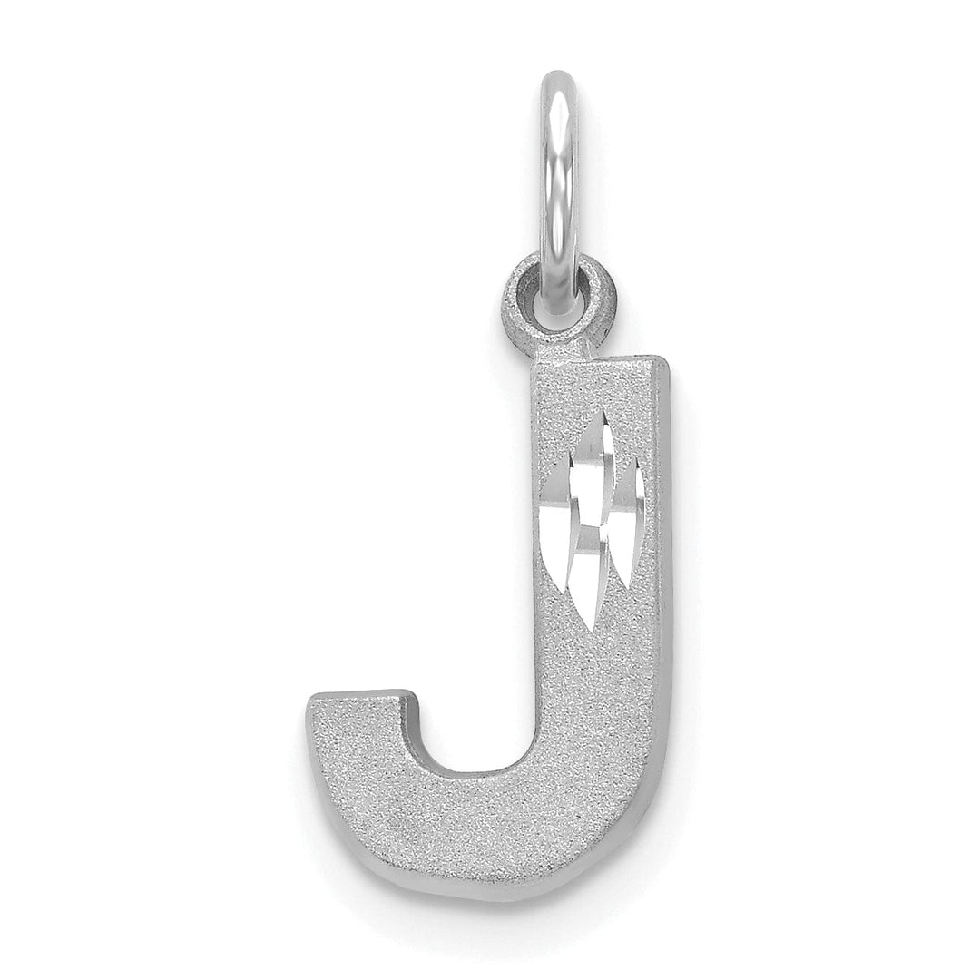 Lovely Rita's Pendants & Charms 14k White Gold Satin Diamond Cut Finish Letter J Initial Pendant
