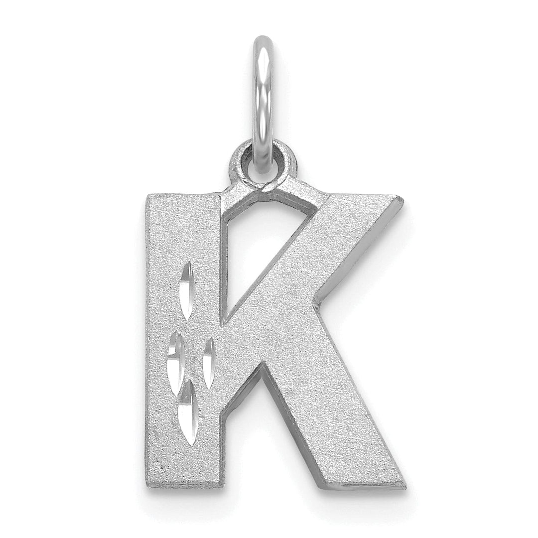 Lovely Rita's Pendants & Charms 14k White Gold Satin Diamond Cut Finish Letter K Initial Pendant