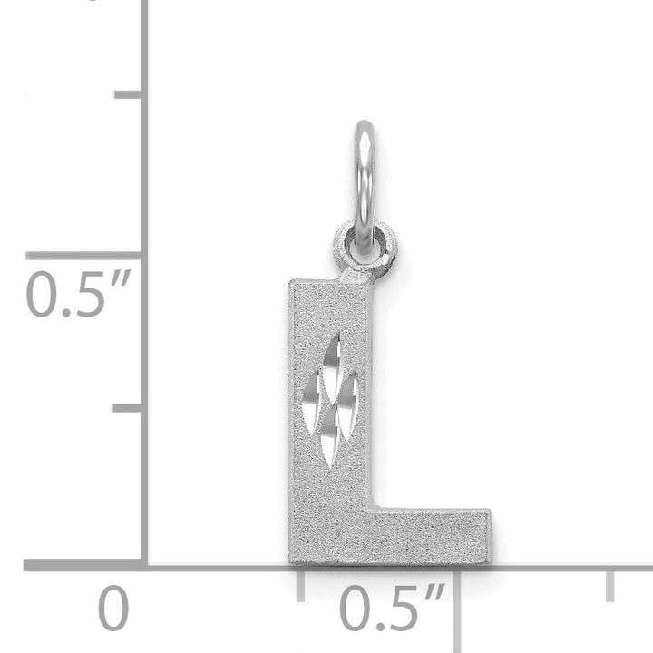 Lovely Rita's Pendants & Charms 14k White Gold Satin Diamond Cut Finish Letter L Initial Pendant
