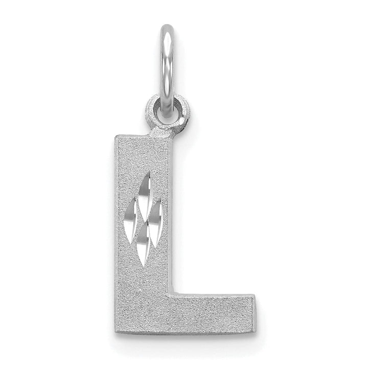 Lovely Rita's Pendants & Charms 14k White Gold Satin Diamond Cut Finish Letter L Initial Pendant