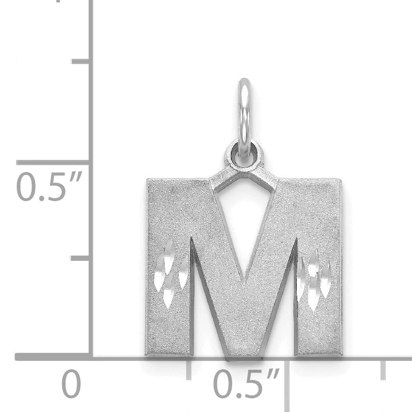 Lovely Rita's Pendants & Charms 14k White Gold Satin Diamond Cut Finish Letter M Initial Pendant