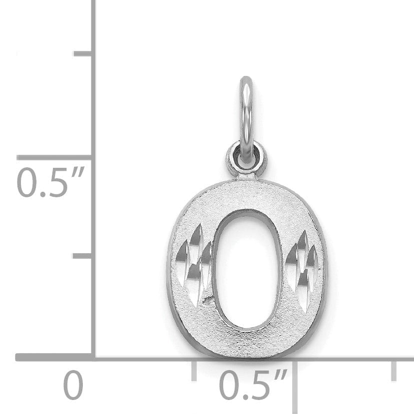 Lovely Rita's Pendants & Charms 14k White Gold Satin Diamond Cut Finish Letter O Initial Pendant