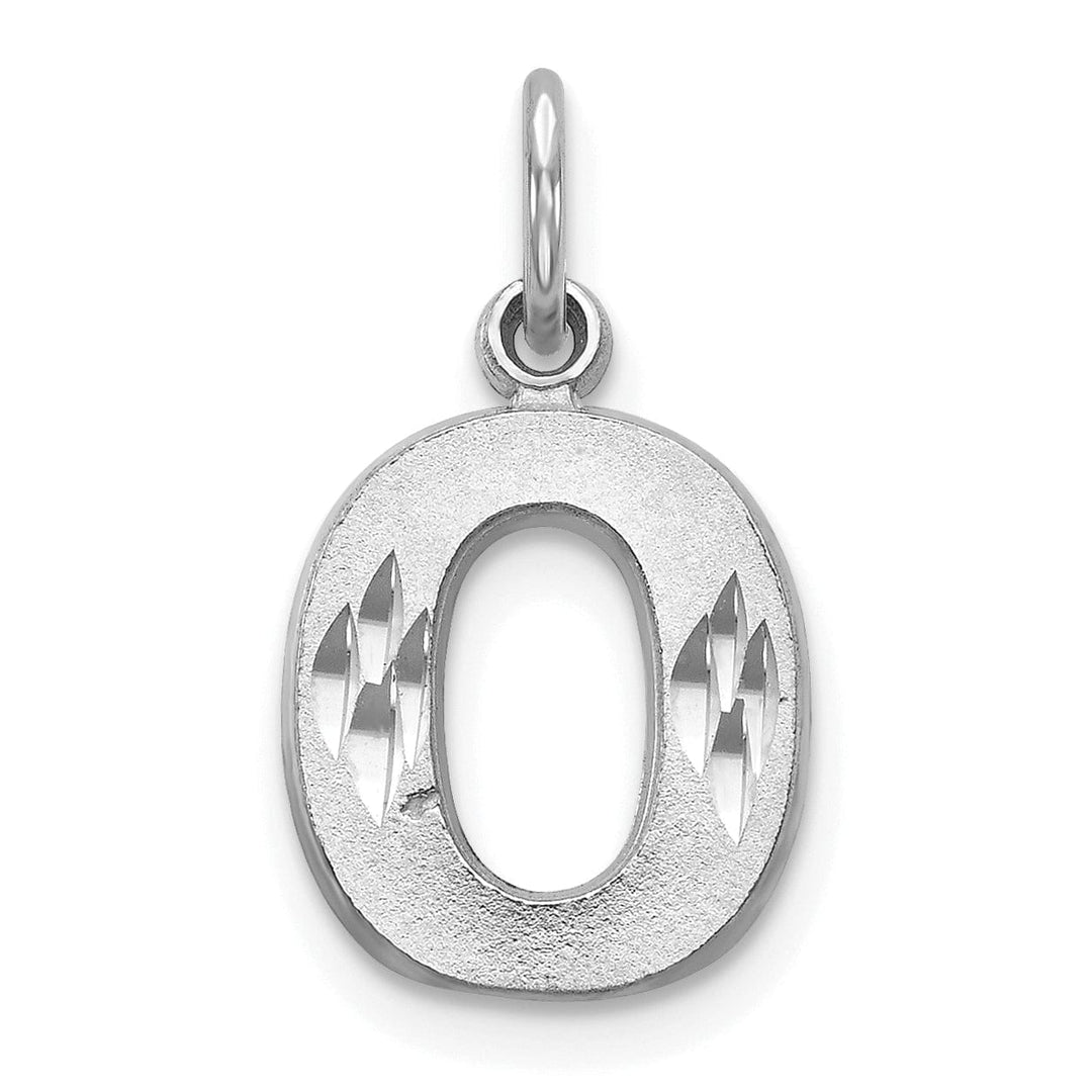 Lovely Rita's Pendants & Charms 14k White Gold Satin Diamond Cut Finish Letter O Initial Pendant