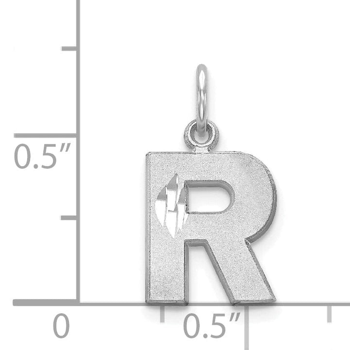 Lovely Rita's Pendants & Charms 14k White Gold Satin Diamond Cut Finish Letter R Initial Pendant