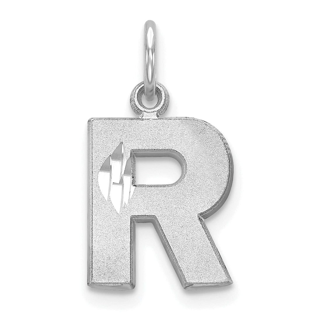 Lovely Rita's Pendants & Charms 14k White Gold Satin Diamond Cut Finish Letter R Initial Pendant