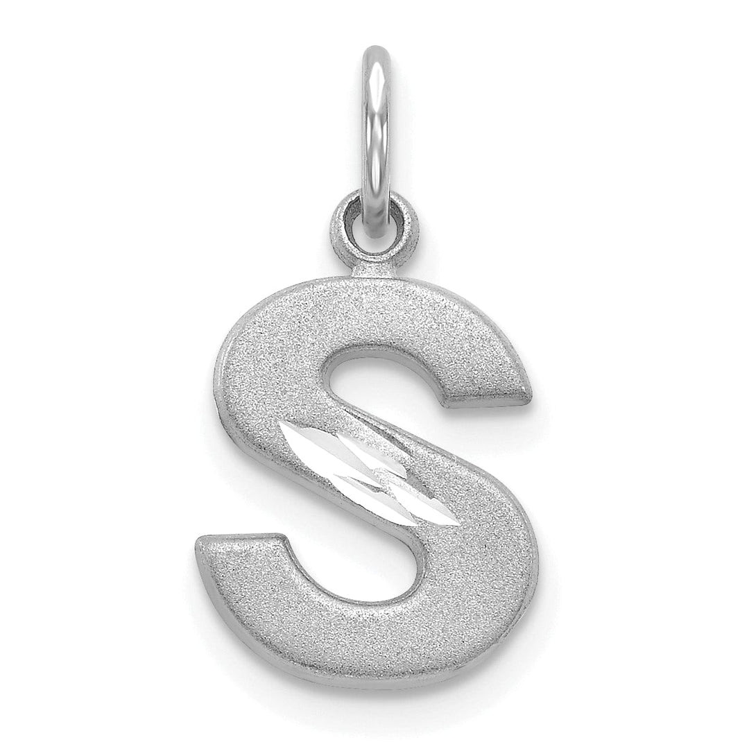 Lovely Rita's Pendants & Charms 14k White Gold Satin Diamond Cut Finish Letter S Initial Pendant