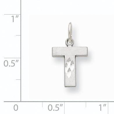 Lovely Rita's Pendants & Charms 14k White Gold Satin Diamond Cut Finish Letter T Initial Pendant