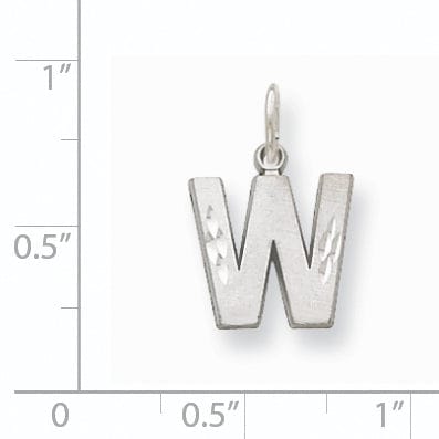 Lovely Rita's Pendants & Charms 14k White Gold Satin Diamond Cut Finish Letter W Initial Pendant