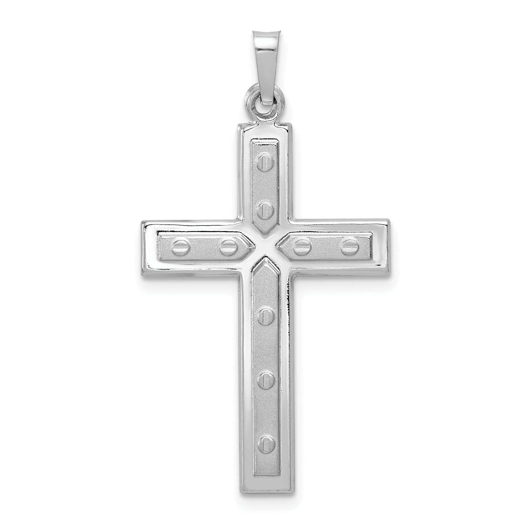 Lovely Rita's Pendants & Charms 14k White Gold Satin screw Design Cross Pendant