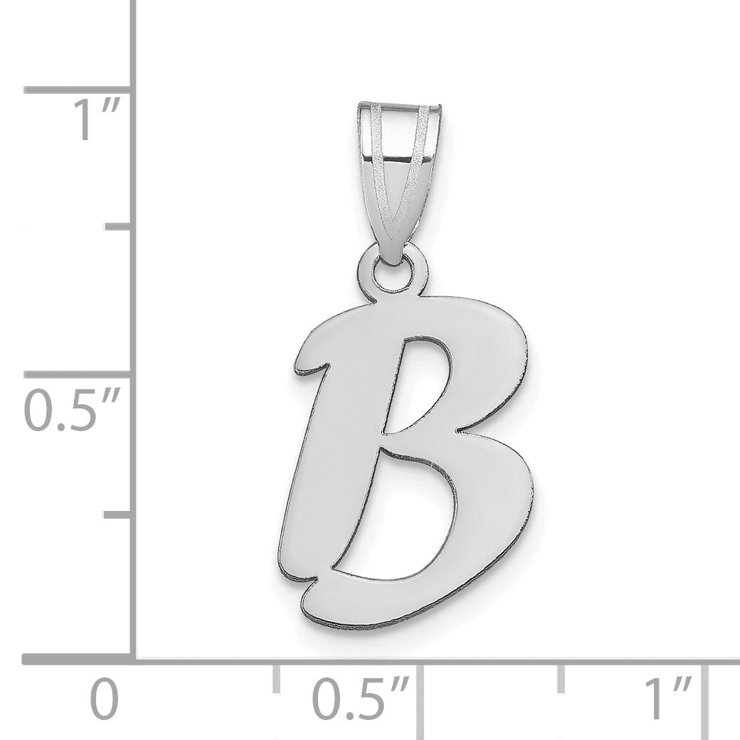 Lovely Rita's Pendants & Charms 14k White Gold Script Design Letter B Initial Pendant