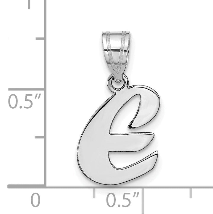 Lovely Rita's Pendants & Charms 14k White Gold Script Design Letter E Initial Pendant