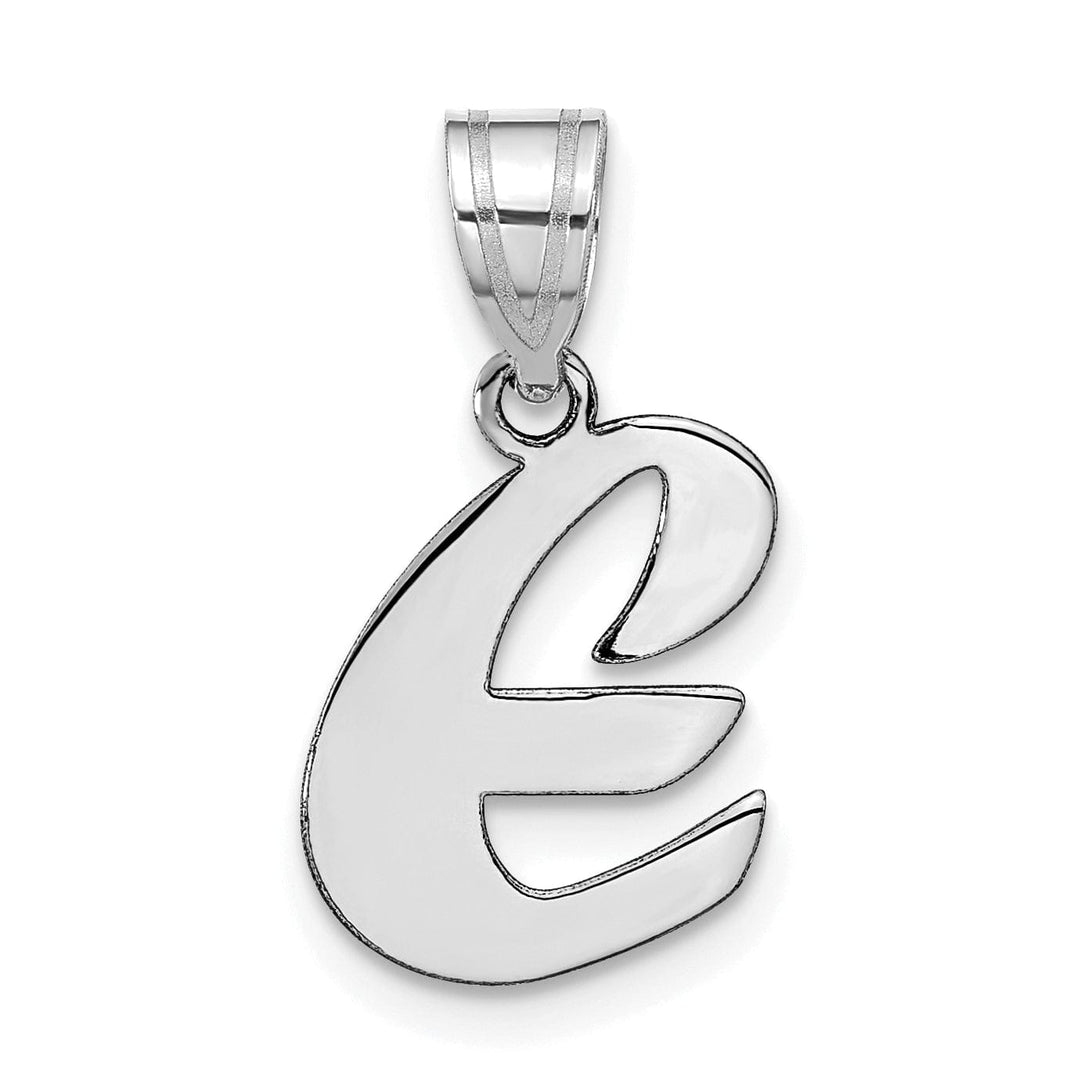 Lovely Rita's Pendants & Charms 14k White Gold Script Design Letter E Initial Pendant