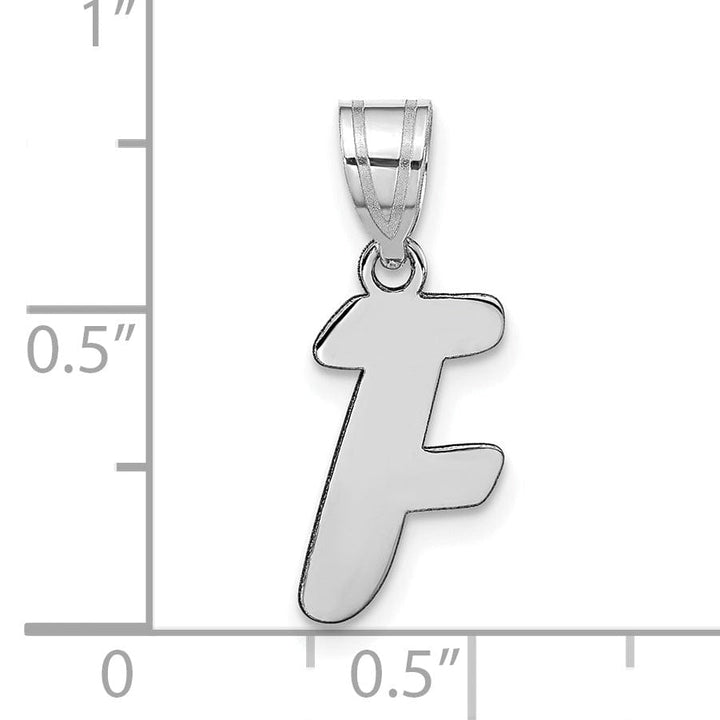 Lovely Rita's Pendants & Charms 14k White Gold Script Design Letter F Initial Pendant