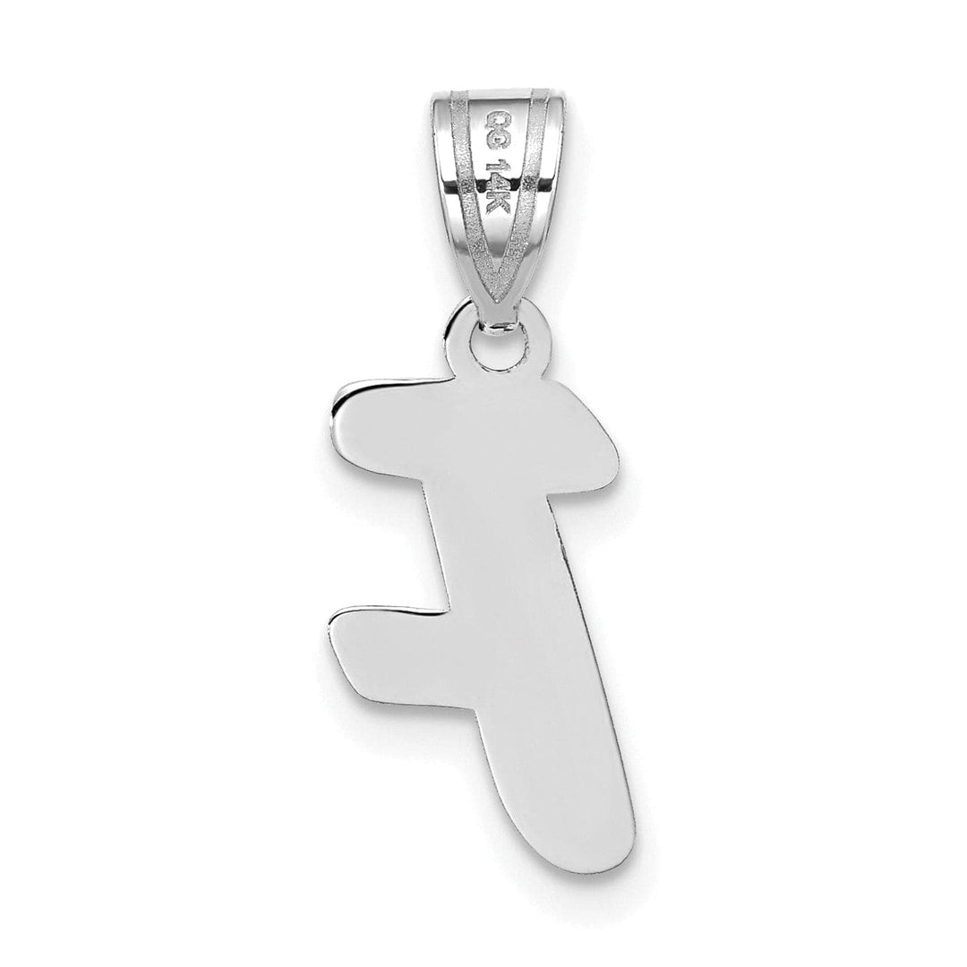 Lovely Rita's Pendants & Charms 14k White Gold Script Design Letter F Initial Pendant