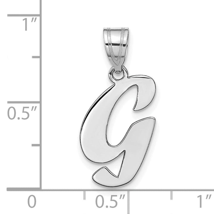 Lovely Rita's Pendants & Charms 14k White Gold Script Design Letter G Initial Pendant