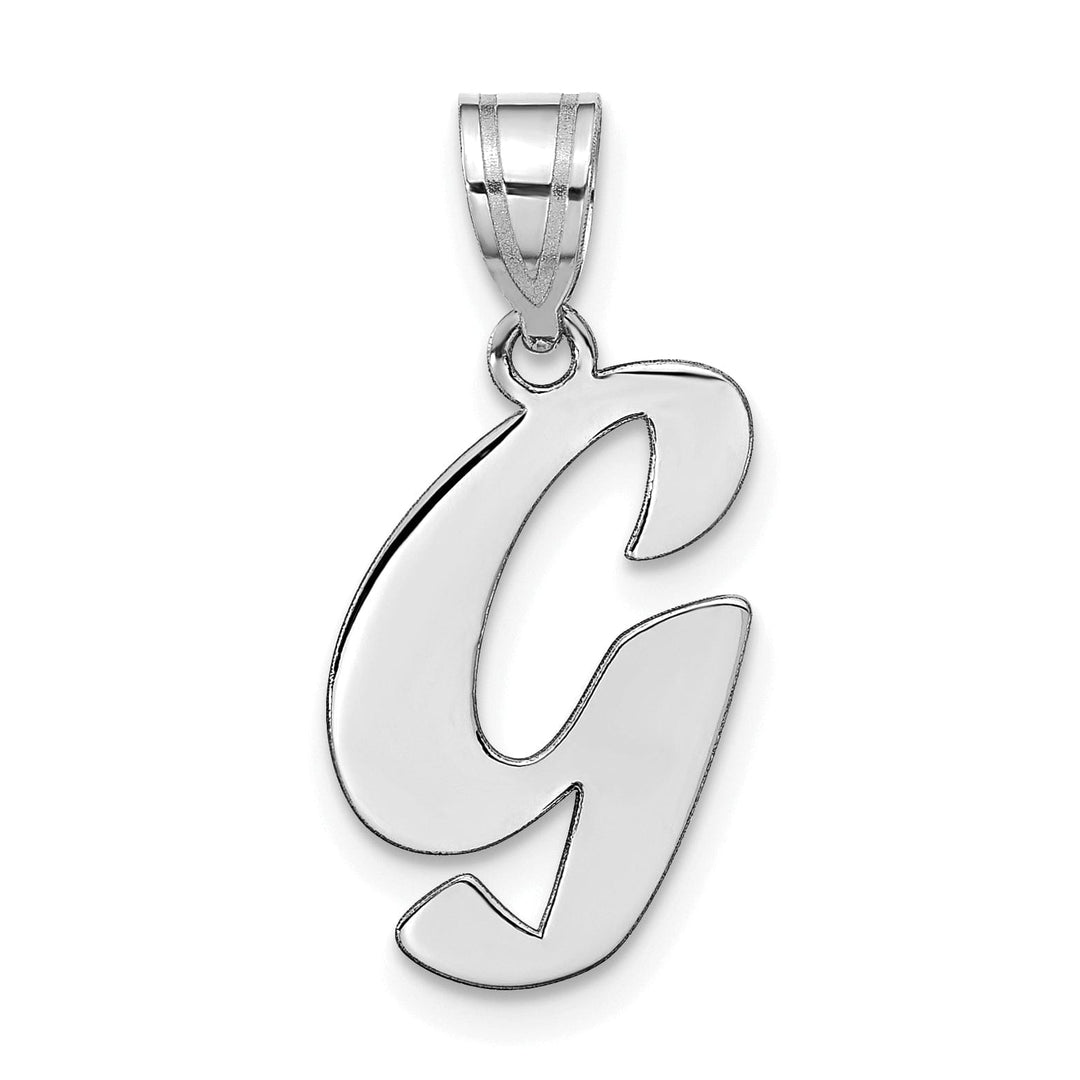 Lovely Rita's Pendants & Charms 14k White Gold Script Design Letter G Initial Pendant