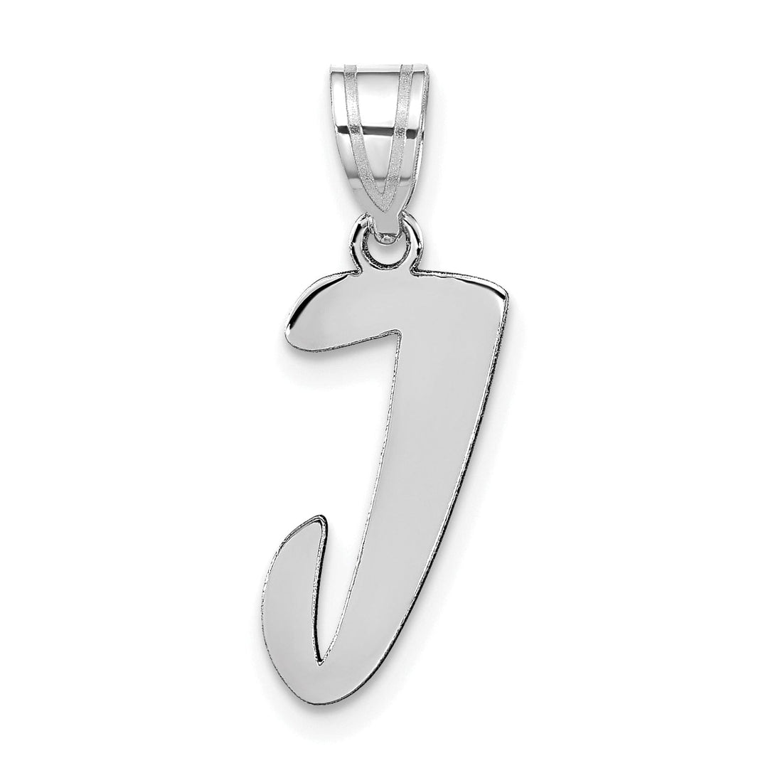 Lovely Rita's Pendants & Charms 14k White Gold Script Design Letter J Initial Pendant