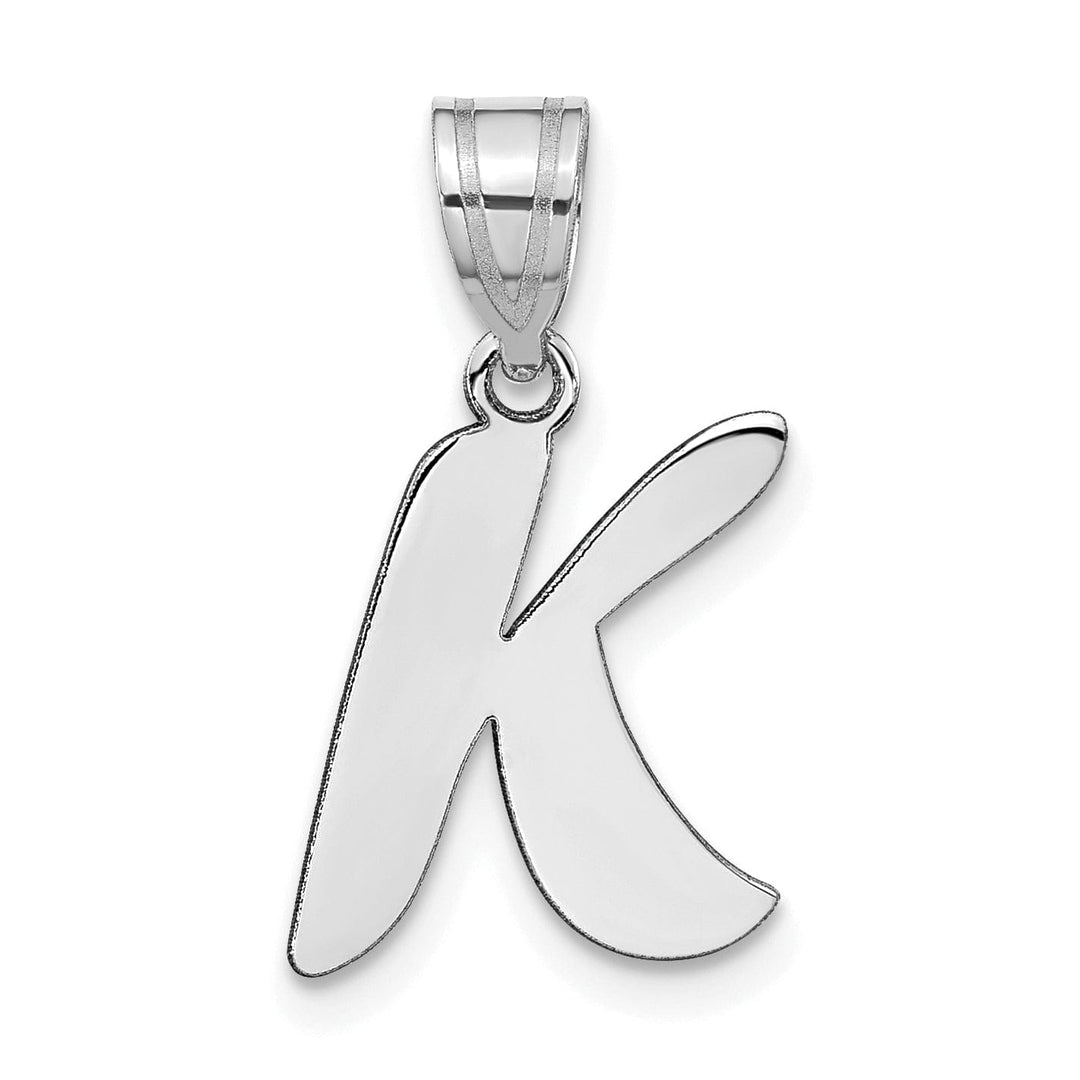 Lovely Rita's Pendants & Charms 14k White Gold Script Design Letter K Initial Pendant