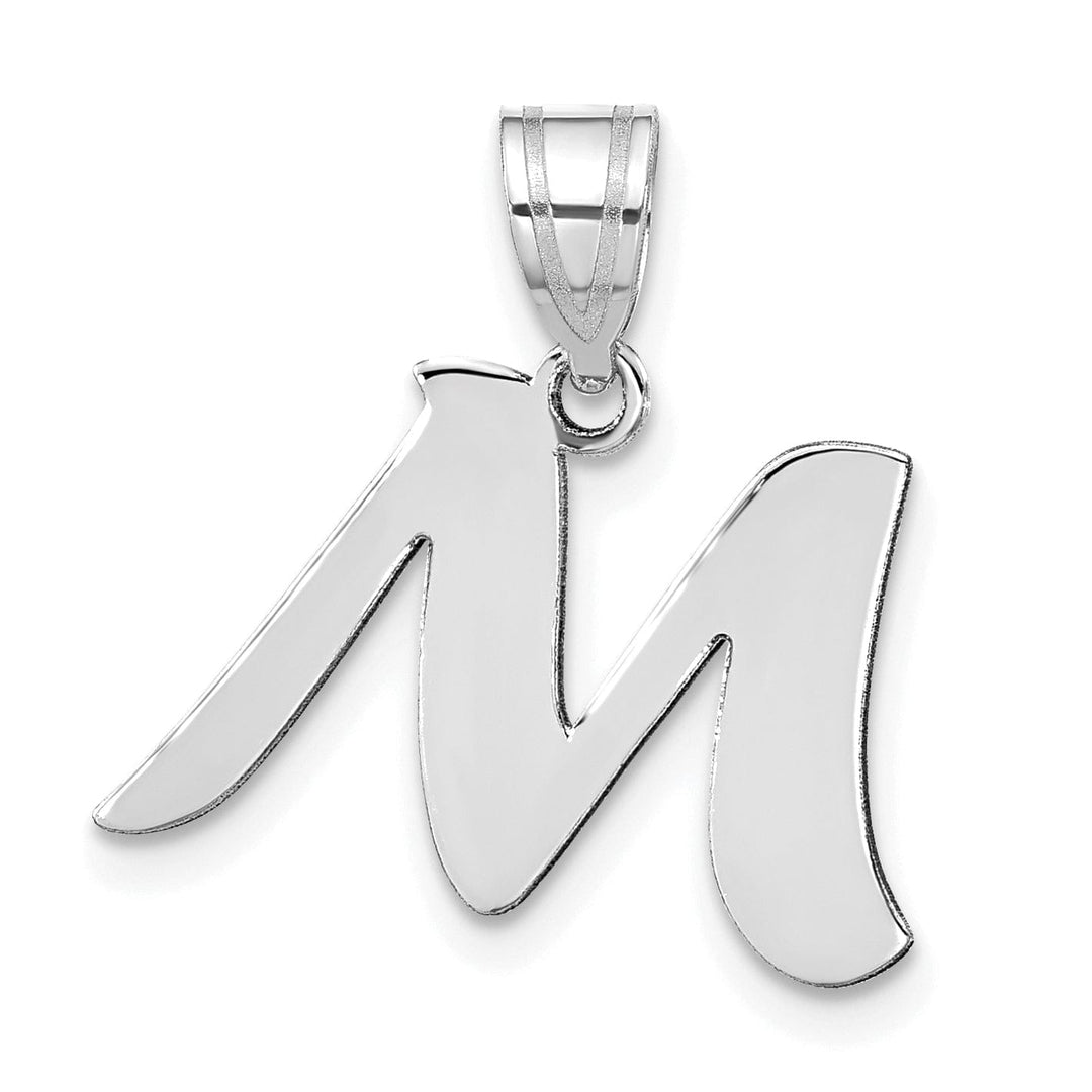 Lovely Rita's Pendants & Charms 14k White Gold Script Design Letter M Initial Pendant