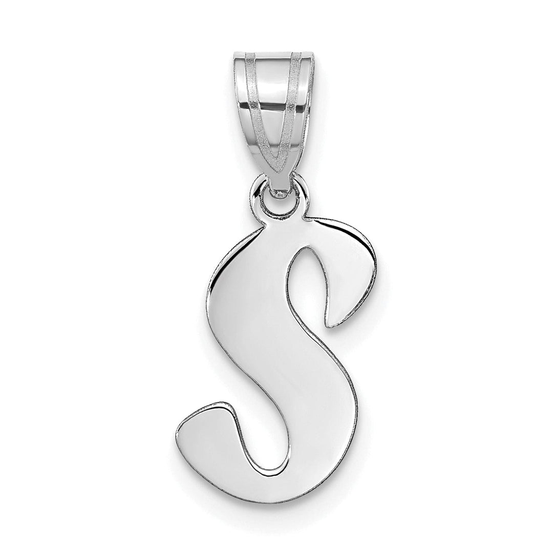 Lovely Rita's Pendants & Charms 14k White Gold Script Design Letter S Initial Pendant