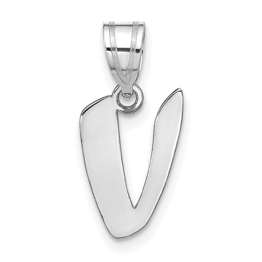 Lovely Rita's Pendants & Charms 14k White Gold Script Design Letter V Initial Pendant