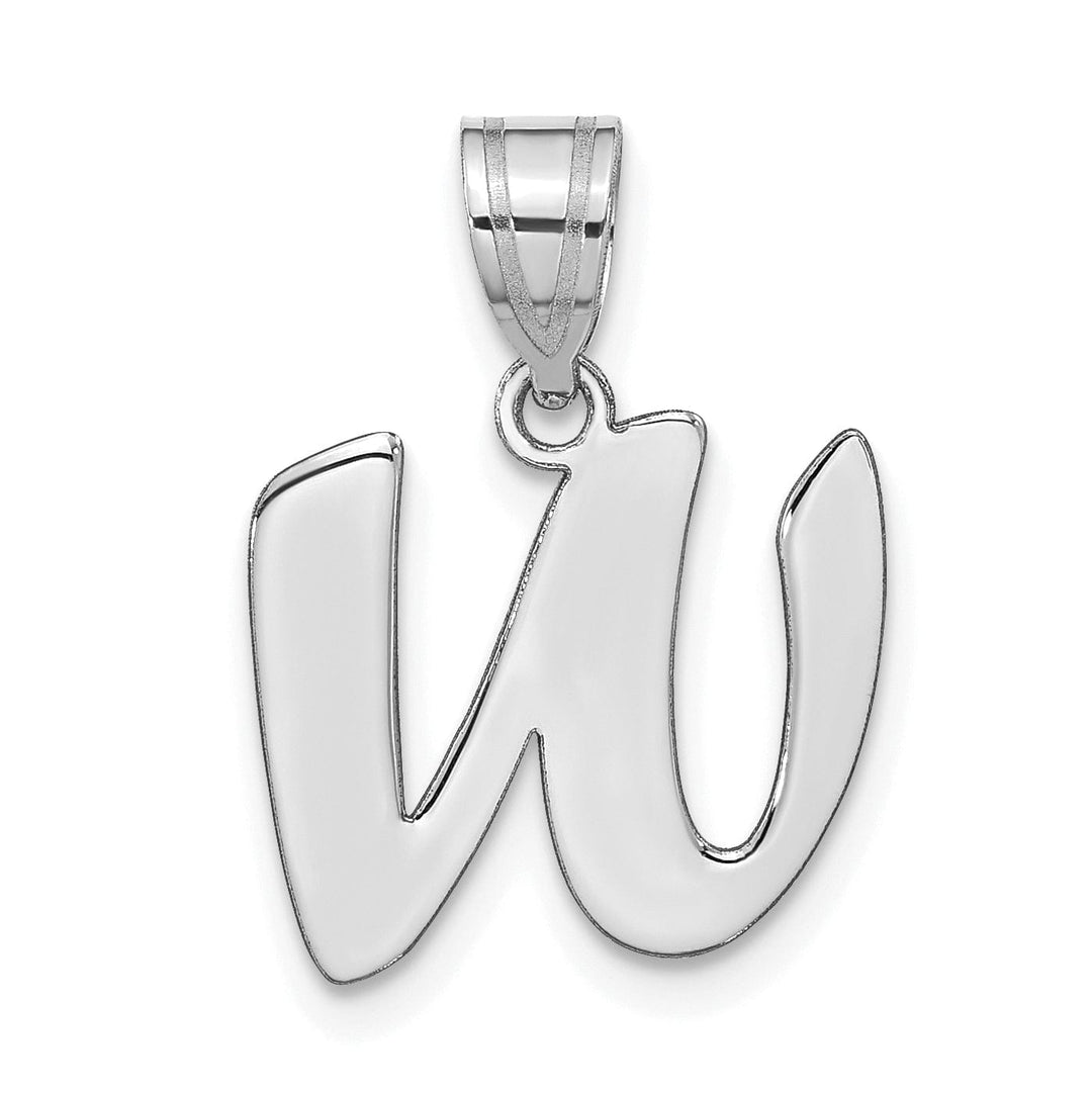 Lovely Rita's Pendants & Charms 14k White Gold Script Design Letter W Initial Pendant