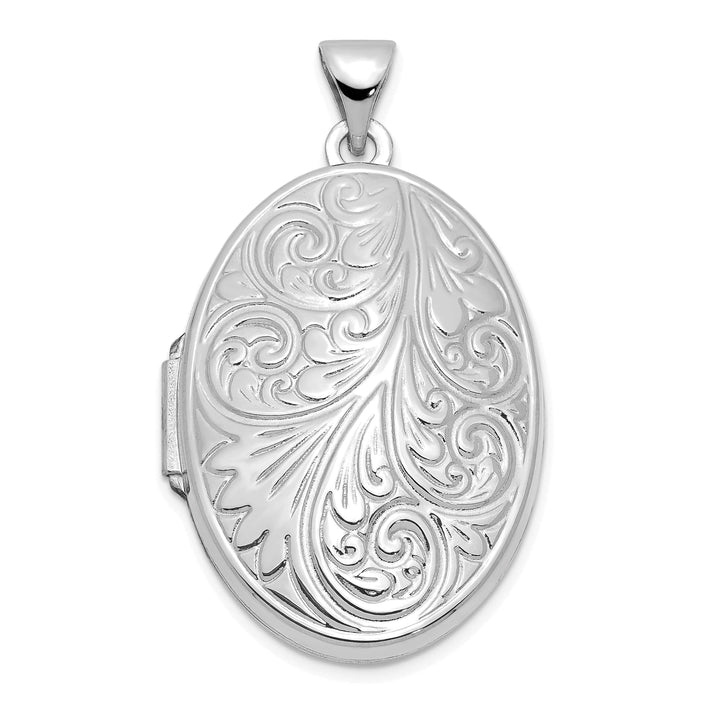 Lovely Rita's Pendants & Charms 14k White Gold Scroll Oval Locket