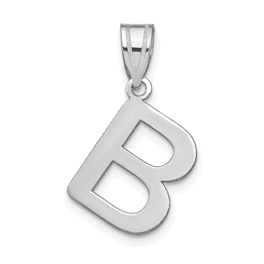 Lovely Rita's Pendants & Charms 14k White Gold Slanted Design Bubble Letter B Initial Charm Pendant