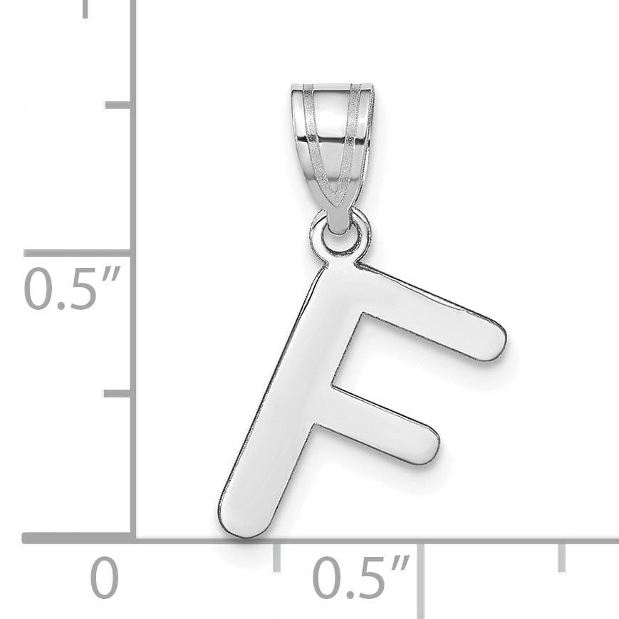 Lovely Rita's Pendants & Charms 14k White Gold Slanted Design Bubble Letter F Initial Charm Pendant