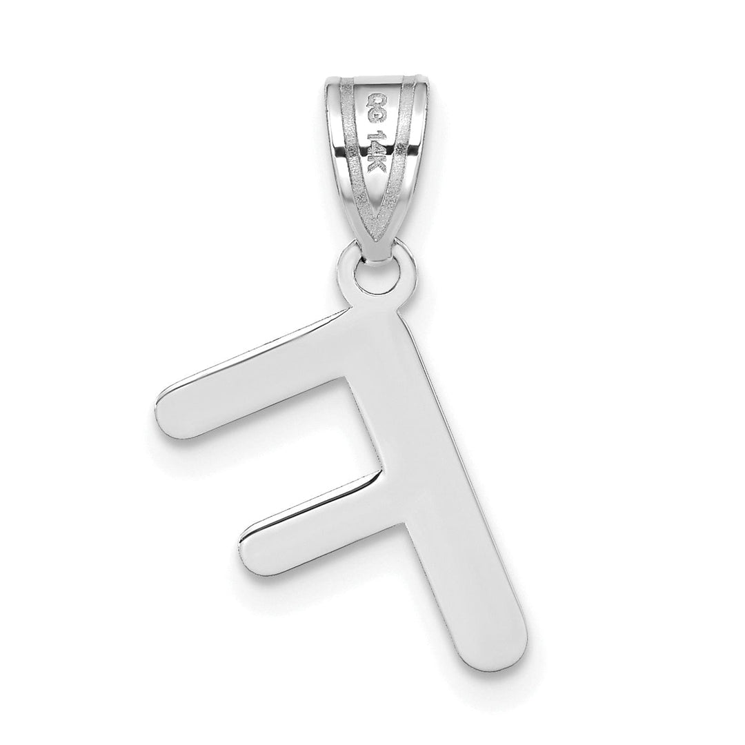 Lovely Rita's Pendants & Charms 14k White Gold Slanted Design Bubble Letter F Initial Charm Pendant