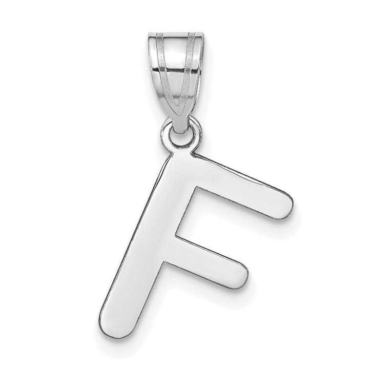 Lovely Rita's Pendants & Charms 14k White Gold Slanted Design Bubble Letter F Initial Charm Pendant