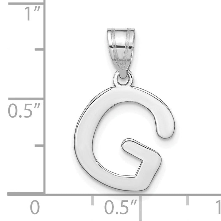 Lovely Rita's Pendants & Charms 14k White Gold Slanted Design Bubble Letter G Initial Charm Pendant