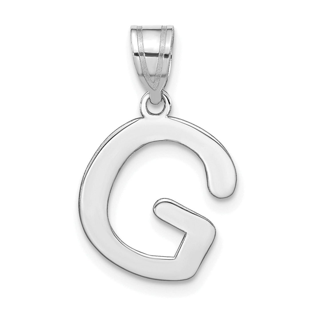 Lovely Rita's Pendants & Charms 14k White Gold Slanted Design Bubble Letter G Initial Charm Pendant