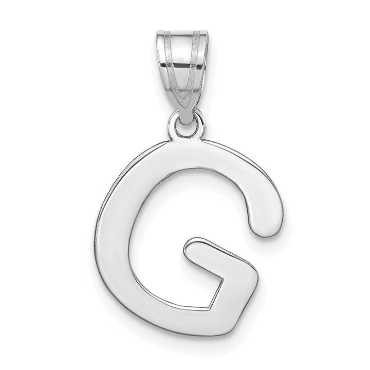 Lovely Rita's Pendants & Charms 14k White Gold Slanted Design Bubble Letter G Initial Charm Pendant