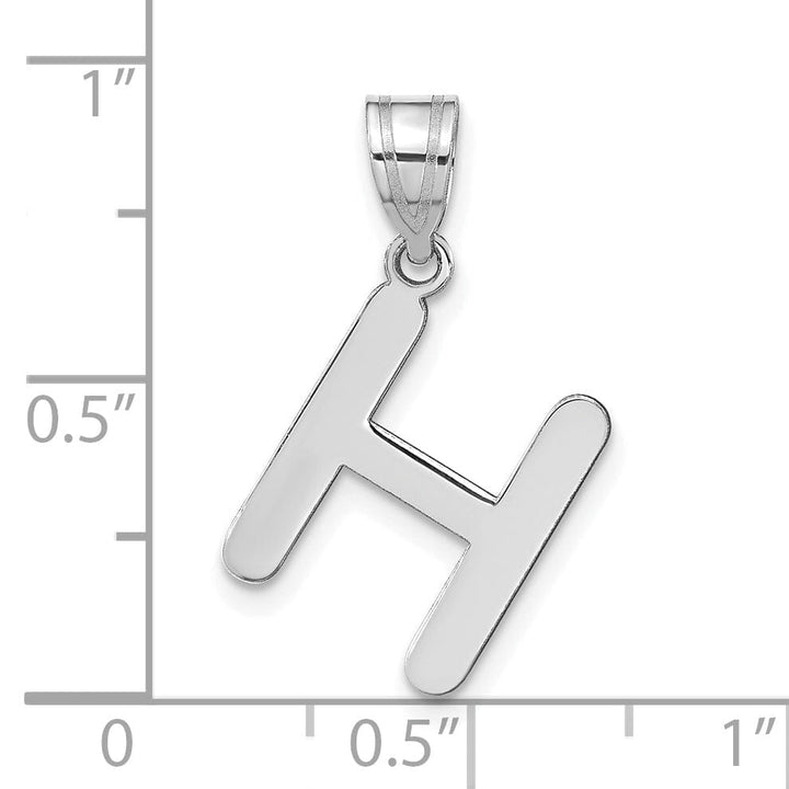 Lovely Rita's Pendants & Charms 14k White Gold Slanted Design Bubble Letter H Initial Charm Pendant